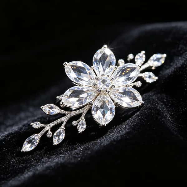 Crystal Cluster Floral Statement Brooch