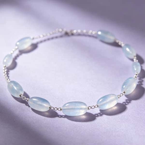 Translucent Aquamarine Beaded Bracelet