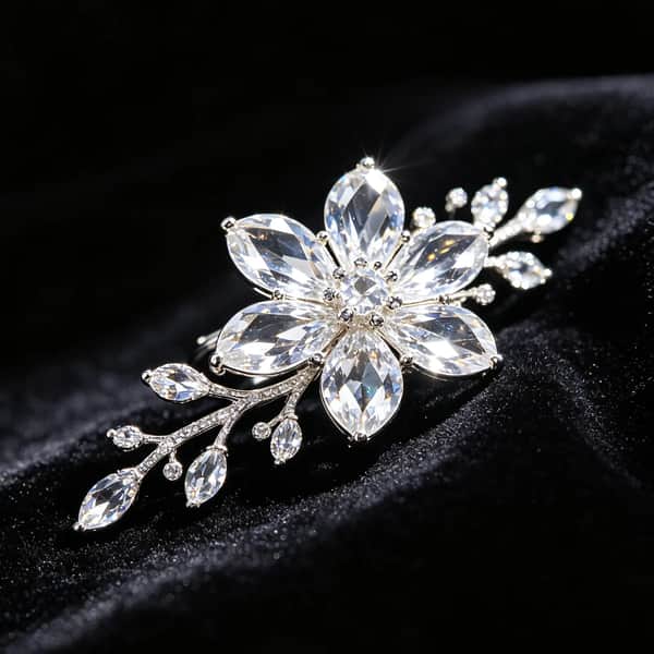 Crystal Cluster Floral Statement Brooch