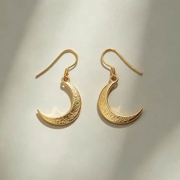 Crescent Moon Gold Drop Earrings